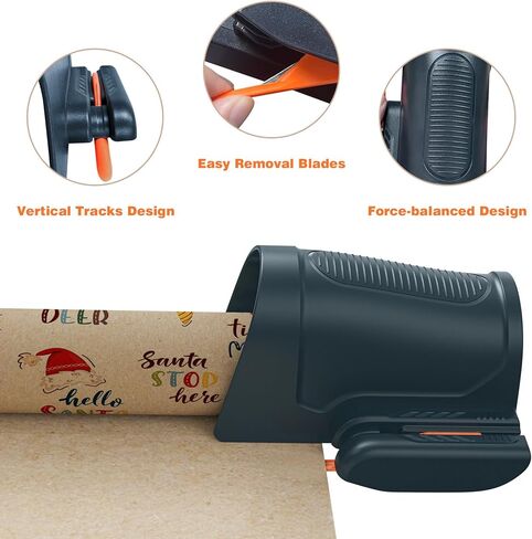 Wrapping Paper Cutter, 2 Pack Christmas Gift Wrap Cutters with Extra 6 Pcs Replaceable Blade Kit, Paper Cutter Slider Tool Set Crafting Birthday Gifts Packing Wrap Rolls Cutting Supplies in Kuwait