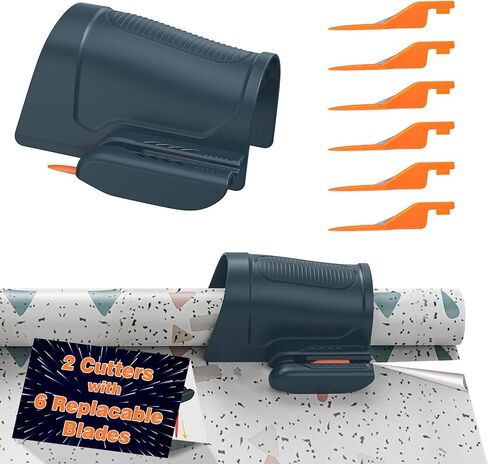 Wrapping Paper Cutter, 2 Pack Christmas Gift Wrap Cutters with Extra 6 Pcs Replaceable Blade Kit, Paper Cutter Slider Tool Set Crafting Birthday Gifts Packing Wrap Rolls Cutting Supplies in Kuwait