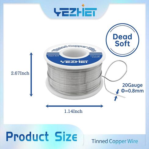 Tinned Copper Wire 62 Ft, 16 Gauge, 0.5LB Spool for Stained Glass Project, Crafts, and Jewelry Making in Saudi Arabia