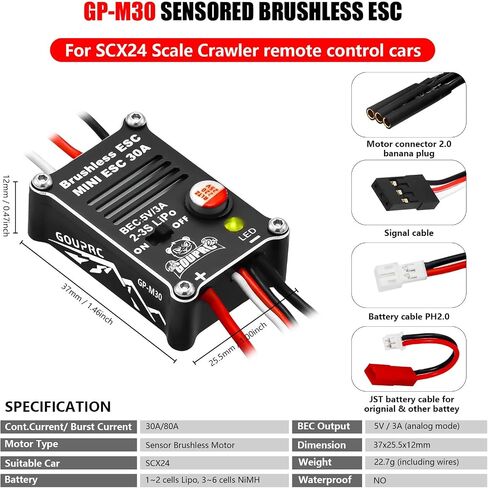 GOUPRC 2204 2400KV Brushless Outrunner Motor with Transmission & 30A Brushless Esc with Pedals for SCX24 RC Crawler Axial 1/24 RC Car Truck in Saudi Arabia