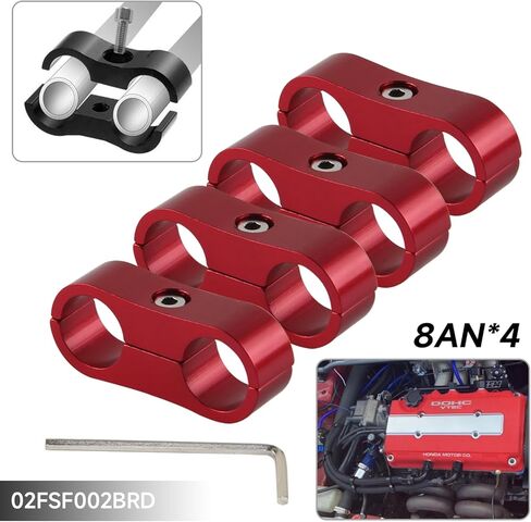 4 قطعة AN8 16 مللي متر 0.63 ''خرطوم مضفر فاصل المشبك تركيب محول قوس أسود/أزرق/أحمر/فضي (أحمر) in Kuwait