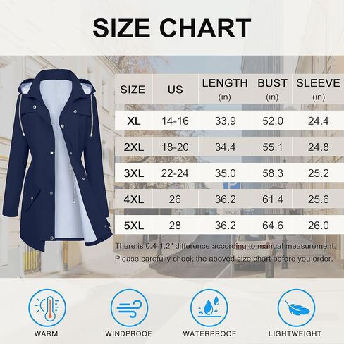 FOREYOND Plus Size Rain Jackets for Women with Hood Long Waterproof Windbreaker Outdoor Travel Trench Coats with Pockets in Saudi Arabia