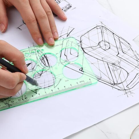 Hariendn 6 قطع قوالب رسم، استنسل هندسي للرسم، قالب دائرة بلاستيكي، أدوات قياس استنسل صياغة، استنسل قياس دائرة مساطر، استنسل صياغة مسطرة قياس هندسية in Saudi Arabia