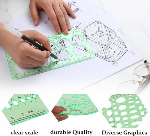 Hariendn 6 قطع قوالب رسم، استنسل هندسي للرسم، قالب دائرة بلاستيكي، أدوات قياس استنسل صياغة، استنسل قياس دائرة مساطر، استنسل صياغة مسطرة قياس هندسية in Saudi Arabia