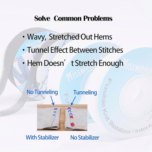 Misswendyfuse Knit Stay Tape,1/2''X30yards fusible Knit Hem stabilizer for Shoulder Seams and Pant hems,Single Side Adhesive, Ultra fine & Stretch (White) in Saudi Arabia