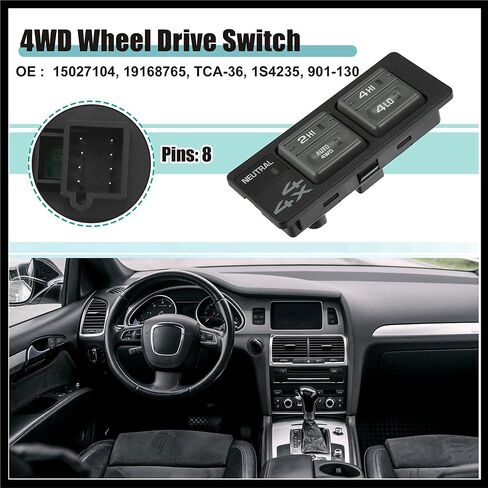 4WD Selector Switch 4x4 Wheel Drive 4 Button Transfer Case Switch Fit for Chevrolet Tahoe - Pack of 1 Black Durable Material in Saudi Arabia