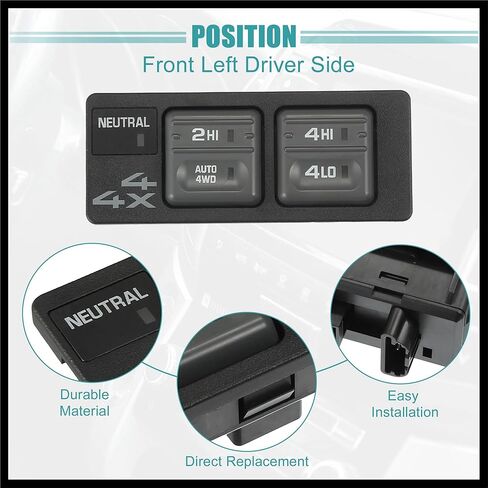 4WD Selector Switch 4x4 Wheel Drive 4 Button Transfer Case Switch Fit for Chevrolet Tahoe - Pack of 1 Black Durable Material in Saudi Arabia