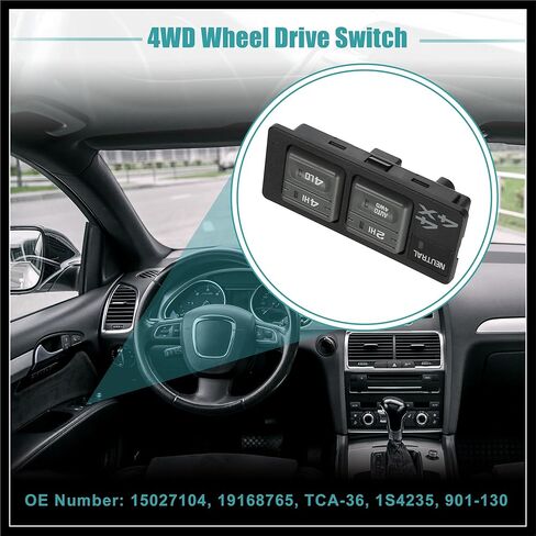 4WD Selector Switch 4x4 Wheel Drive 4 Button Transfer Case Switch Fit for Chevrolet Tahoe - Pack of 1 Black Durable Material in Saudi Arabia