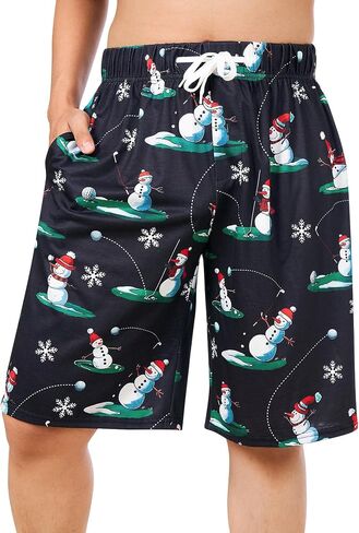 Vogseek Christmas Pajama Shorts for Mens Pjs Shorts Funny Loose Men Sleepwear in Saudi Arabia