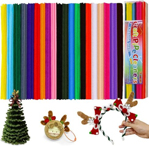 200pcs Pipe Cleaners, 20colors Thick Pipe Cleaners Craft, Multi-Color Chenille Stems, Art and Craft Supplies, Christmas Valentine's Craft Pipe Cleaners in Saudi Arabia