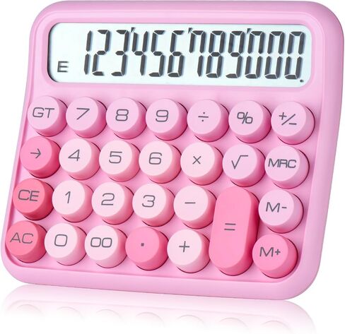 Mechanical Switch Calculator, 12 Digits, Large LCD Display, Pink Calculator Big Buttons, Mechanical Calculator, Calculators Desktop Calculator, Cute Calculator,for Everyday Life and Basic Office Work in Saudi Arabia