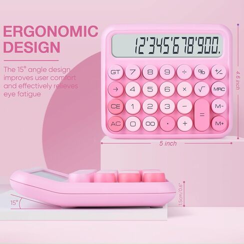 Mechanical Switch Calculator, 12 Digits, Large LCD Display, Pink Calculator Big Buttons, Mechanical Calculator, Calculators Desktop Calculator, Cute Calculator,for Everyday Life and Basic Office Work in Saudi Arabia