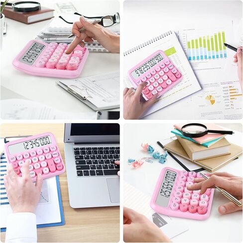 Mechanical Switch Calculator, 12 Digits, Large LCD Display, Pink Calculator Big Buttons, Mechanical Calculator, Calculators Desktop Calculator, Cute Calculator,for Everyday Life and Basic Office Work in Saudi Arabia