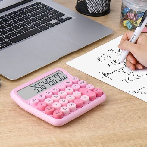 Mechanical Switch Calculator, 12 Digits, Large LCD Display, Pink Calculator Big Buttons, Mechanical Calculator, Calculators Desktop Calculator, Cute Calculator,for Everyday Life and Basic Office Work in Saudi Arabia