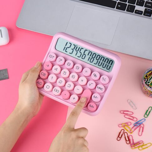 Mechanical Switch Calculator, 12 Digits, Large LCD Display, Pink Calculator Big Buttons, Mechanical Calculator, Calculators Desktop Calculator, Cute Calculator,for Everyday Life and Basic Office Work in Saudi Arabia