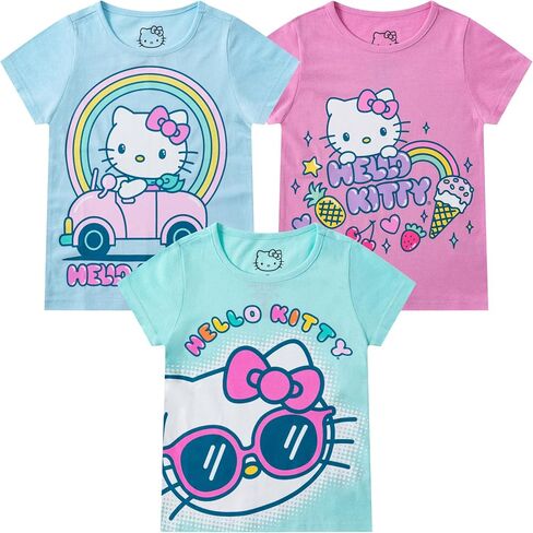 Hello Kitty Sanrio Girls 3 Pack Short Sleeve T-Shirt for Little and Big Kids in Kuwait