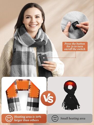 Heated Scarf for Women/Men with 5500mAh Battery, Heated Scarf Rechargeable, Up to 8 Hours of Warmth Heater for Winter in Saudi Arabia