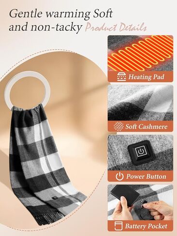 Heated Scarf for Women/Men with 5500mAh Battery, Heated Scarf Rechargeable, Up to 8 Hours of Warmth Heater for Winter in Saudi Arabia