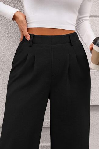 PRETTYGARDEN Women's Wide Leg Dress Pants Dressy Casual High Elastic Waisted Work Office Trousers Palazzo Pants in Saudi Arabia