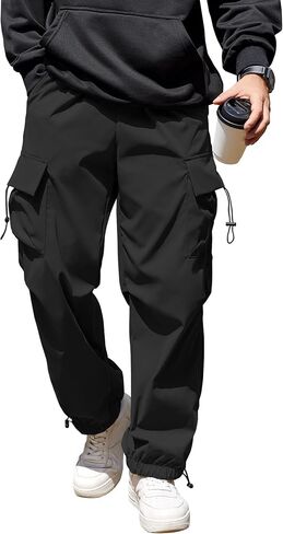 COOFANDY Men's Baggy Cargo Pants Trendy Casual Parachute Pant Loose Fit Harem Joggers with Pockets in Saudi Arabia