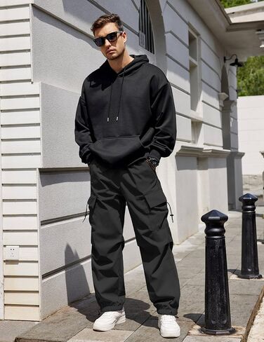 COOFANDY Men's Baggy Cargo Pants Trendy Casual Parachute Pant Loose Fit Harem Joggers with Pockets in Saudi Arabia
