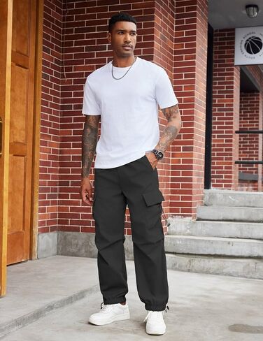 COOFANDY Men's Baggy Cargo Pants Trendy Casual Parachute Pant Loose Fit Harem Joggers with Pockets in Saudi Arabia