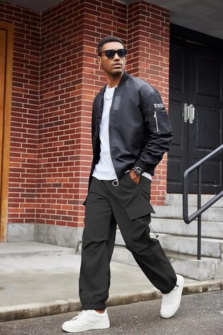 COOFANDY Men's Baggy Cargo Pants Trendy Casual Parachute Pant Loose Fit Harem Joggers with Pockets in Saudi Arabia