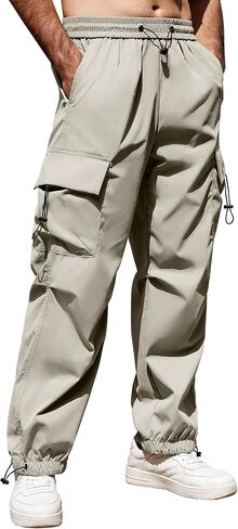 COOFANDY Men's Baggy Cargo Pants Trendy Casual Parachute Pant Loose Fit Harem Joggers with Pockets in Saudi Arabia