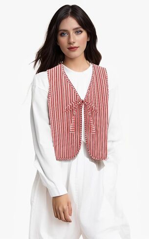 Women's Y2K Sleeveless Floral Quilted Puffer Vest Open Front Tie Cropped V-Neck Outwear Vest Lightweight Two-Sided Wearable in Saudi Arabia