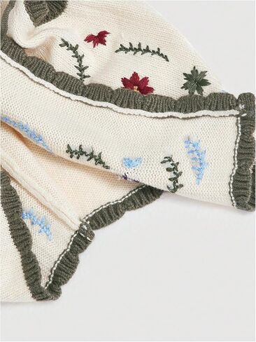 GORGLITTER Women's Floral Embroidery Tie Front Sweater Vest Contrast Scallop Trim Knit Tops in Saudi Arabia