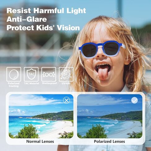 نظارات شمسية مستقطبة قابلة للطي للأطفال مع حزام قابل للتعديل، نظارات شمسية بإطار UV400 TPEE للأولاد والبنات من سن 3 إلى 12 عامًا in Saudi Arabia