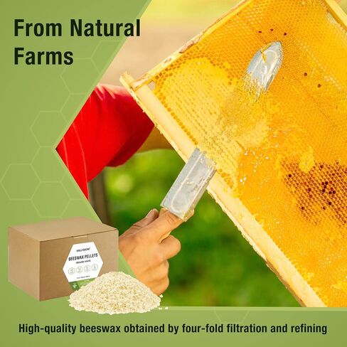 VALLYDOM Organic Beeswax Pellets - 453g White Beeswax Pastilles, Pure Natural Bulk Bees Wax Pellets for DIY Beeswax Making Candles Skin Care Lip Balm Soap Lotion (1lb) in Saudi Arabia