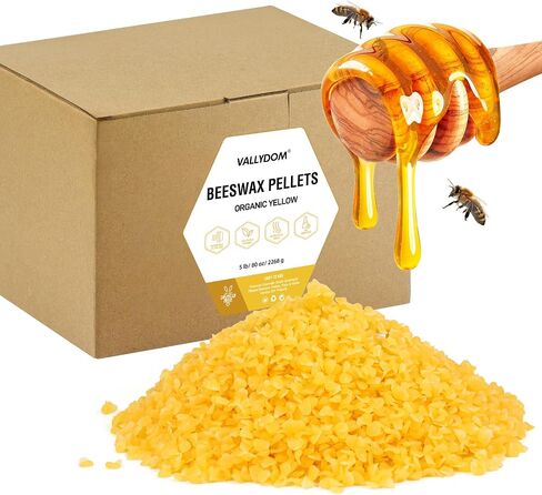 VALLYDOM Organic Beeswax Pellets - 453g White Beeswax Pastilles, Pure Natural Bulk Bees Wax Pellets for DIY Beeswax Making Candles Skin Care Lip Balm Soap Lotion (1lb) in Saudi Arabia