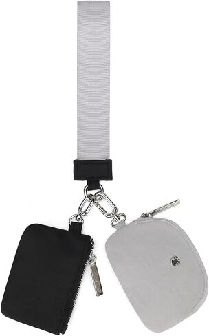 MAXTOP Wristlet Keychain Coin Purse for Women Mini Zip Around Dual Pouch Wristlet Portable Small Wallet Mini Women Coin Purse,Black in Saudi Arabia