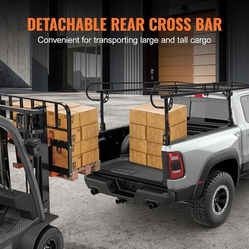 VEVOR Truck Ladder Rack, 1000 LBS / 454 KG Strong Capacity Truck Racks, Non-Drilling/Drilling Installation for Long or Heavy Cargo, 43.3-63 inch Adjustable Width for Kayak, Ladder, Surfboard, Lumber in Saudi Arabia