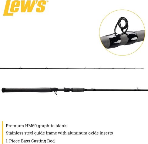 عصا الصيد فائقة السرعة من Lew، HM60 جرافيت فارغة مع أدلة من الفولاذ المقاوم للصدأ، مقبض Winn Dri-Tac كامل الطول in Saudi Arabia
