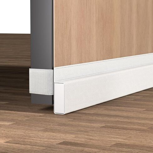Upgraded Door Draft Stopper for Bottom of Door, Under Door Gap Filler Hook & Loop Strip Easy to Install Stripping Door Seal, Light and Dust Blocking for Front Door, Bedroom, Up to 36inch White in Saudi Arabia