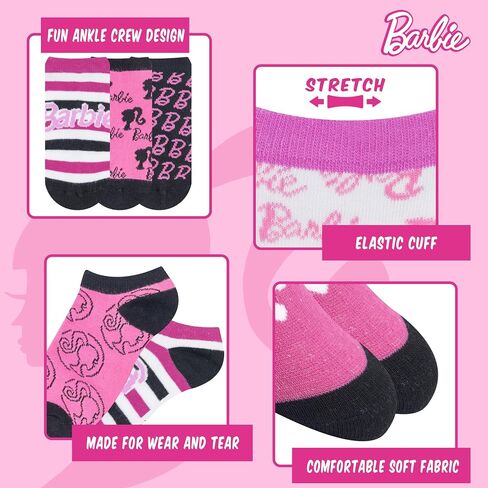 Barbie Girls Socks - 10 Pack of Stylish Crew Socks with Arch Support Featuring Fun Official Designs for Ages 7-14 in Saudi Arabia