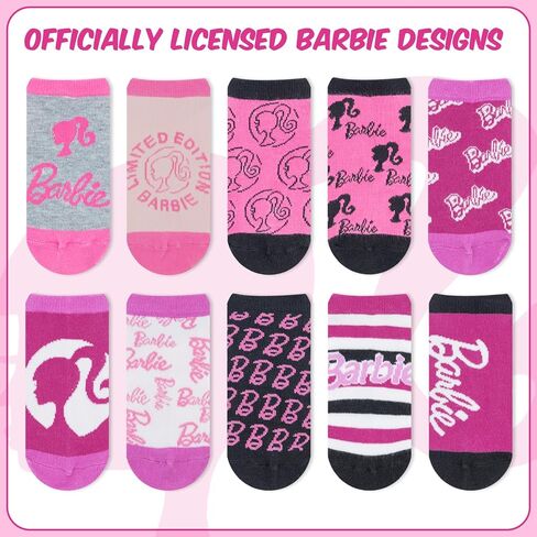 Barbie Girls Socks - 10 Pack of Stylish Crew Socks with Arch Support Featuring Fun Official Designs for Ages 7-14 in Saudi Arabia