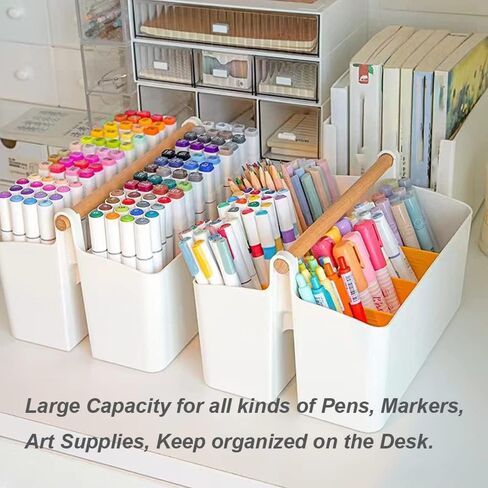 2 Pack Art Caddy Organizer Portable,marker box Large Pen Holder for Desk,Art Supply Storage Organizer with DIY Dividers for Colored Pencils,Markers,Art Supplies,Craft Organizers (Blue Divider) in Saudi Arabia