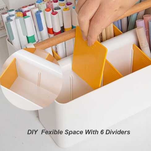 2 Pack Art Caddy Organizer Portable,marker box Large Pen Holder for Desk,Art Supply Storage Organizer with DIY Dividers for Colored Pencils,Markers,Art Supplies,Craft Organizers (Blue Divider) in Saudi Arabia
