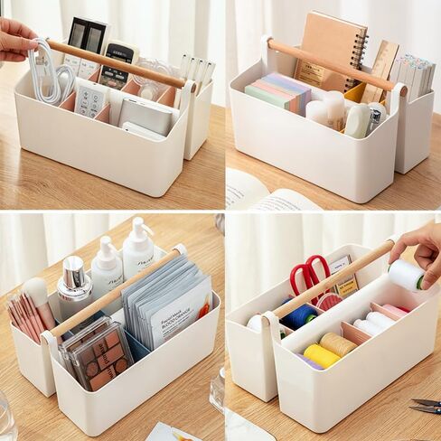 2 Pack Art Caddy Organizer Portable,marker box Large Pen Holder for Desk,Art Supply Storage Organizer with DIY Dividers for Colored Pencils,Markers,Art Supplies,Craft Organizers (Blue Divider) in Saudi Arabia