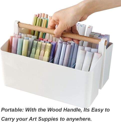 2 Pack Art Caddy Organizer Portable,marker box Large Pen Holder for Desk,Art Supply Storage Organizer with DIY Dividers for Colored Pencils,Markers,Art Supplies,Craft Organizers (Blue Divider) in Saudi Arabia