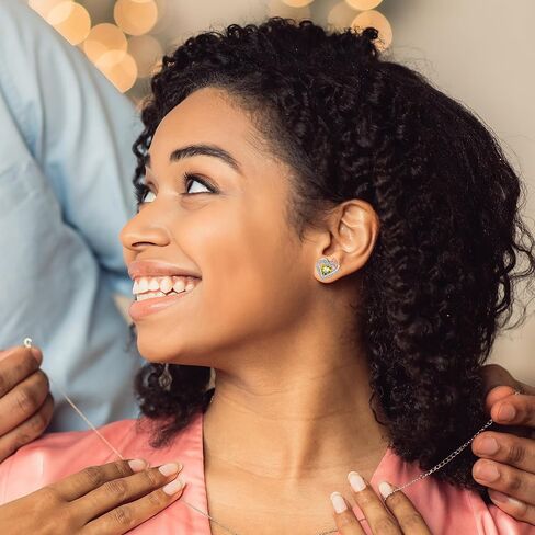 BAYLAY Birthstone Earrings for Women - 925 Sterling Silver Heart Stud Birthstone Earrings 12 Month Birthstone Earrings Birthday Valentines Day Christmas Gifts Silver Jewelry Earrings for Women in Saudi Arabia