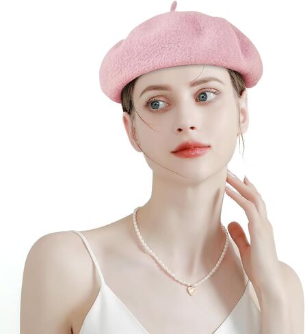 French Beret Hat Wool Blend Artist Beret Hat, Solid Color Classic Beret Cap for Women Girls in Saudi Arabia