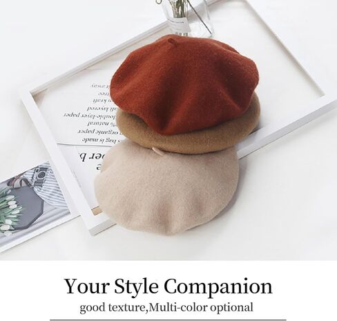 French Beret Hat Wool Blend Artist Beret Hat, Solid Color Classic Beret Cap for Women Girls in Saudi Arabia
