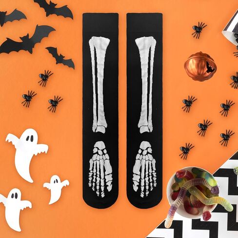 Skeleton Socks for Men Women Halloween Gifts Ideas for Kids Adult Novelty Horror Socks Knee High in Saudi Arabia