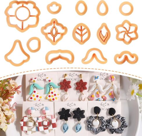 Puocaon Aztec Polymer Clay Cutters - 10 Pcs Dangle Clay Cutters for Polymer Clay Jewelry, Basic Drop Dangle Polymer Clay Cutters for Earrings Making, Folk Clay Earring Cutters, Western Clay Cutters in Saudi Arabia