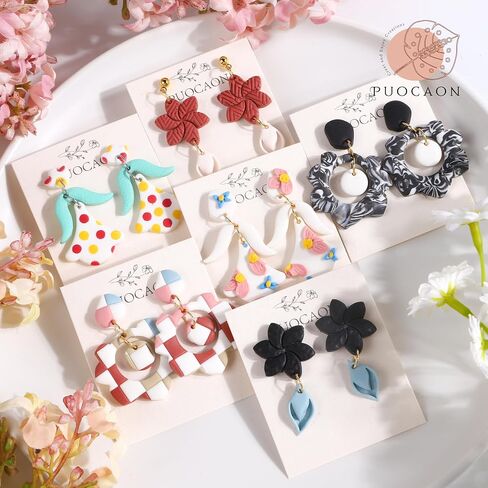 Puocaon Aztec Polymer Clay Cutters - 10 Pcs Dangle Clay Cutters for Polymer Clay Jewelry, Basic Drop Dangle Polymer Clay Cutters for Earrings Making, Folk Clay Earring Cutters, Western Clay Cutters in Saudi Arabia