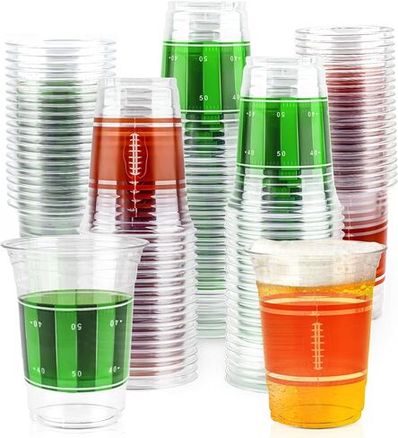 Football Cups, 100 Pack 12 oz Football Disposable Cups Football Plastic Cups Tailgate Events Drinkware Decorations for Football Party Supplies in Saudi Arabia